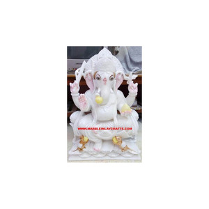 White Makrana Marble <b>Religious</b> Shree Ganesha Ji <b>Statue</b> Good Quality Stone Hindu Worship Murti Ganpatti Ji Maharaj Polished - Product Image 1