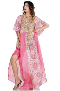 Young Women First Choice Amazing , Recently Made Stylist Long Size Beautiful <b>Pink</b> Color <b>Kaftan</b> /New Digital Print <b>Kaftan</b> - Product Image 4