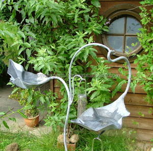Comedero colgante de hierro fundido para pájaros y baño de pájaros alimentadores de pájaros con forma de hoja antigua para adorno de jardín - Product Image 2