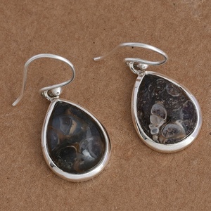 Boucles d'oreilles en pierre de Jaspe véritable en forme de poire Boucle d'oreille à crochet solide. Bijoux en argent sterling 925 Boucles d'oreilles pendantes pour femmes - Product Image 3