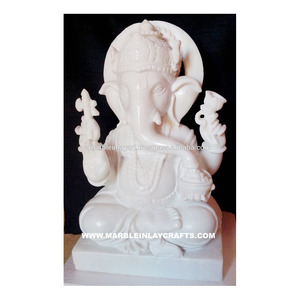Pure Marble Ganpati Statue, Marble Ganesha Moorti - Product Image 1