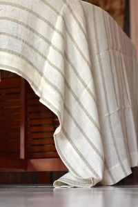 100% lin lin tissé rayure style moderne grande nappe - Product Image 3