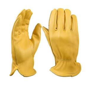 Yellow Cowhide Leather <b>Driver</b> Working <b>Gloves</b> - Product Image 6