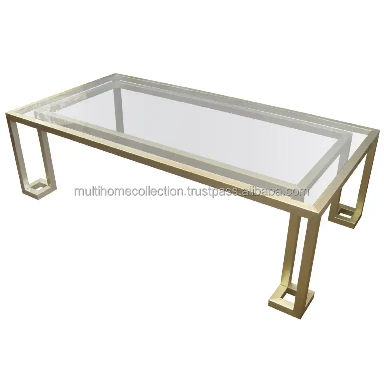 Suministros de muebles de fábrica Mesa de centro de metal con tapa de vidrio A precios al por mayor Muebles de estilo indio para mesa de centro de boda