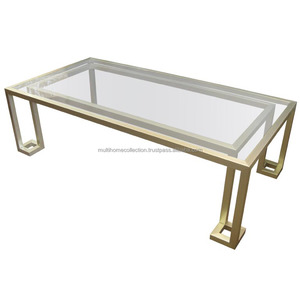 Suministros de muebles de fábrica Mesa de centro de metal con tapa de vidrio A precios al por mayor Muebles de estilo indio para mesa de centro de boda - Product Image 1