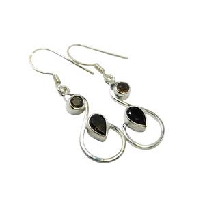 925 Sterling Silver Smokey Quartz Gemstone Dangle <b>Earrings</b> Vintage New Design Drop <b>Earrings</b> for Women and Girls Gift for Wedding - Product Image 1