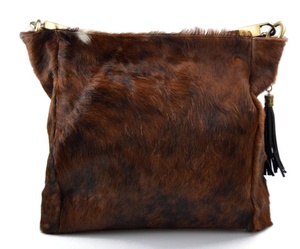 Bolso de mano de cuero de vaca Estampado de animales Marrón natural/Blanco/Hombro de piel de vaca Conveniente y fácil de llevar a la IHS-0177 - Product Image 5