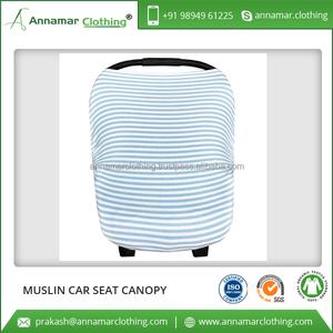Organic Cotton 2018 Latest Design Comfortable Infant Unisex All Season Muslin Canopy Car Seat Cover - Product Image 2