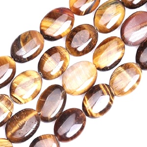 Oeil de tigre ovale perle pierre collier pierres perles ovales breloques en cristal pour la fabrication de bijoux cristal femmes collier grossiste - Product Image 1