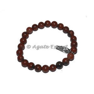 Bracelets de pierres précieuses Jaspe rouge avec breloque Hibou et exportateur de pierres semi-précieuses - Product Image 1