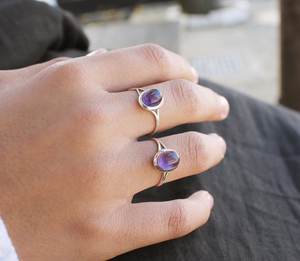 Amatista 925 anillo de plata esterlina oval redondo pera cuadrado elegante rectángulo piedra cabujón de piedras preciosas - Product Image 4