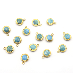 Kingman จี้925รูปวงกลมสีเทอร์ควอยซ์พร้อมจี้ชุบทองทำมือ - Product Image 3