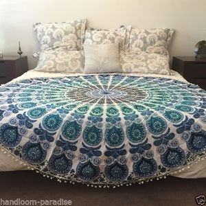 Handmade Bohemian Floral Mandala Indian Design Cotton Tapestries <b>Printed</b> <b>Wall</b> Hanging <b>for</b> <b>Bedroom</b> Home Decor - Product Image 2