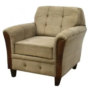 Klassiek Indiaas Meubilair Chesterfield Design Echt Lederen Canvas Getailleerde Eenzitsbank Voor Thuishotel En Kantoor