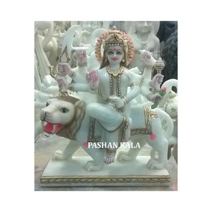 Exclusivo mármol blanco puro Makrana Durga Idol para el hogar y el templo - Product Image 1