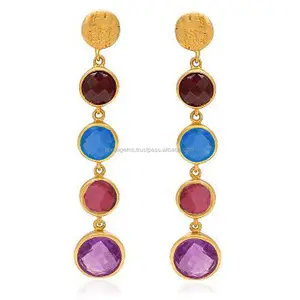 Fine Quality Multi Gemstone Faceted 925 sterling silver wholesale earring supplier