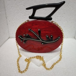 Bolso de mano indio de moda para mujer, bolso de noche de resina acrílica con patrón de caramelo para bodas - Product Image 5