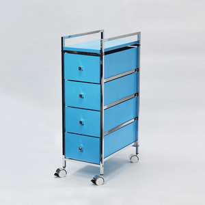 Organisateur de bureau à tiroirs étroits à 4 niveaux avec tube métallique carré Chariot à 4 roues en forme de rectangle - Product Image 1