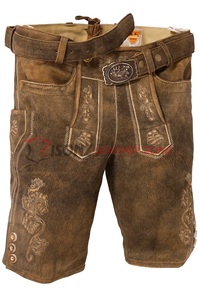 Nouveau design vintage 2026 – Élégantes Lederhosen bavaroises en daim pour hommes, pantalon en cuir véritable avec ceinture en cuir - Product Image 5