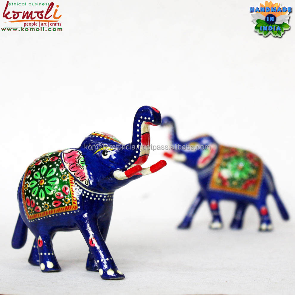 Vibrant Handcrafted Indian Elephant Statues - Colorful Wedding