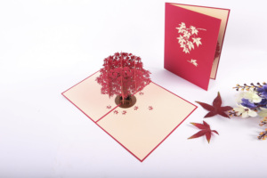 Bán buôn 3D thủ công mỹ nghệ Kirigami thẻ đỏ Maple pop-up cây cho đám cưới & Món quà sinh nhật tình yêu-phong cách giấy thủ công từ Việt Nam - Product Image 4
