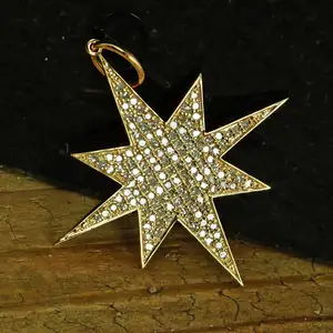 Grand pendentif en diamant jaune or, grand diamant véritable, pierre naturelle, 14K, bijoux fins, joaillerie Metarock - Product Image 1