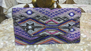 กระเป๋าคลัทช์สไตล์ยิปซีโบฮีเมียนสำหรับผู้หญิงกระเป๋าปาร์ตี้ผ้าแนววินเทจเป็นมิตรกับสิ่งแวดล้อมลูกปัด - Product Image 2