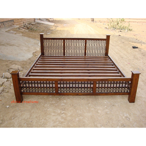Cama de Madera Maciza Jali Range, Muebles Suaves para el Hogar - Product Image 1