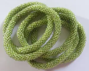 Green Glass Beads Roll Bracelets