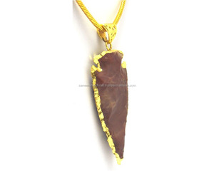 Bijoux faits à la main en pierres précieuses naturelles multiples électrolytiques Pendentif Boho pierre de naissance en jaspe plaqué or - Product Image 2