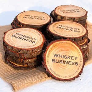 <b>Whiskey</b> Business Coasters <b>Set</b> Rustic Wood Design Unique Gift for <b>Whiskey</b> Lovers Customizable - Product Image 1