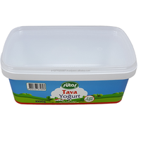 Couvercle de seau rectangulaire 1200ml DKK1200 plastique inviolable jetable PP IML pour emballage alimentaire yaourt crème glacée Halva