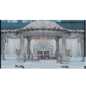 Mandap Padmavati portatif tendance pour les mariages, thème blanc, avec décoration en forme de dôme, chaises de mandap, Perth - Product Image 1