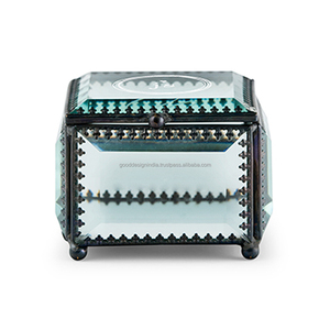 Home Decorative Transparent <b>Clear</b> Makeup Trin Metal Cosmetic Jewelry Storage <b>Gift</b> Case Gold Glass Display Jewellery <b>Box</b> - Product Image 1