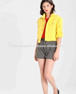 New Arrival Customized Latest Fashion Jean Jacket Wholesale Denim Jean Jacket, Women Fashionable Yellow Denim Jacket - Product Image 2