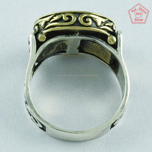¡Gran impresión! Anillo de Plata de Ley 925 granate de dos tonos, joyería de plata al por mayor de La India, joyería de plata hecha a mano India - Product Image 4
