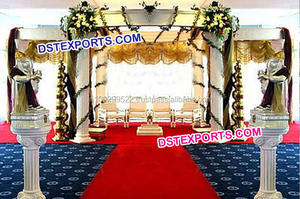 Mandap royal Maharaja en fibre, sculpté, pour mariage, chaises en bois Haveli Mandap avec décorations sur le thème indien, Maryland - Product Image 4