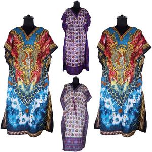 Big Swing Loose Long <b>Sleeveless</b> V-Neckline Kaftan Style <b>Woman</b> Traditional African Dashiki <b>Dresses</b> - Product Image 1