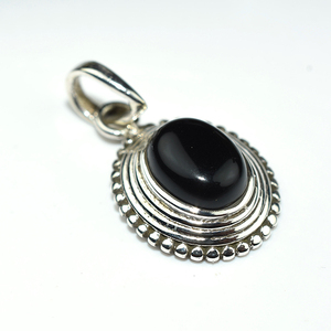 ดูดีรูปไข่สีดำนิล925จี้เงินสเตอร์ลิงออนไลน์เครื่องประดับเงินอินเดียเครื่องประดับเงิน - Product Image 3