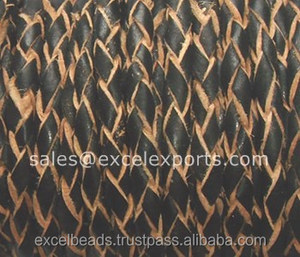 Cordons Bolo tressés en cuir véritable respectueux de l'environnement de haute qualité dans des tailles de 3mm à 6mm Finition enduite pour sacs textiles pour la maison Vêtements Chaussures - Product Image 5