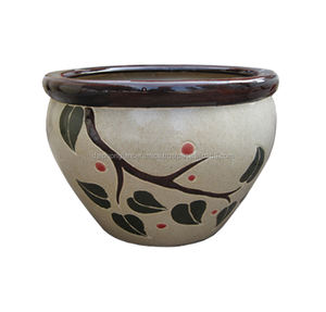 Maceta de arcilla de Interior de cerámica esmaltada vietnamita, diseño de forma redonda para el hogar, guardería, decoración de jardín, maceta para plantas de interior - Product Image 1