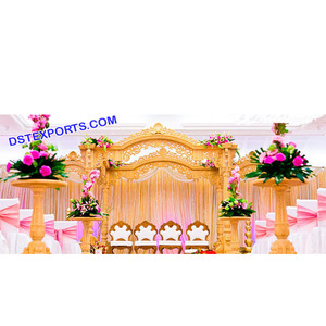 ชุดมณฑปงานแต่งงานอินเดียสุดอลังการ ดีไซน์ไม้สุดหรู รุ่นใหม่ล่าสุด สีทอง ขนาดใหญ่ พร้อมตกแต่งงานอีเว้นท์ในสหราชอาณาจักร - Product Image 1