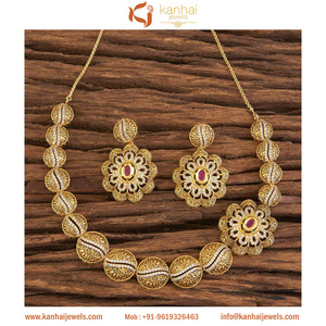 Online Exporter & Manufacturer of Cz Classic American Diamond <b>Necklace</b> with Gold Plating for Womens - Product Image 2