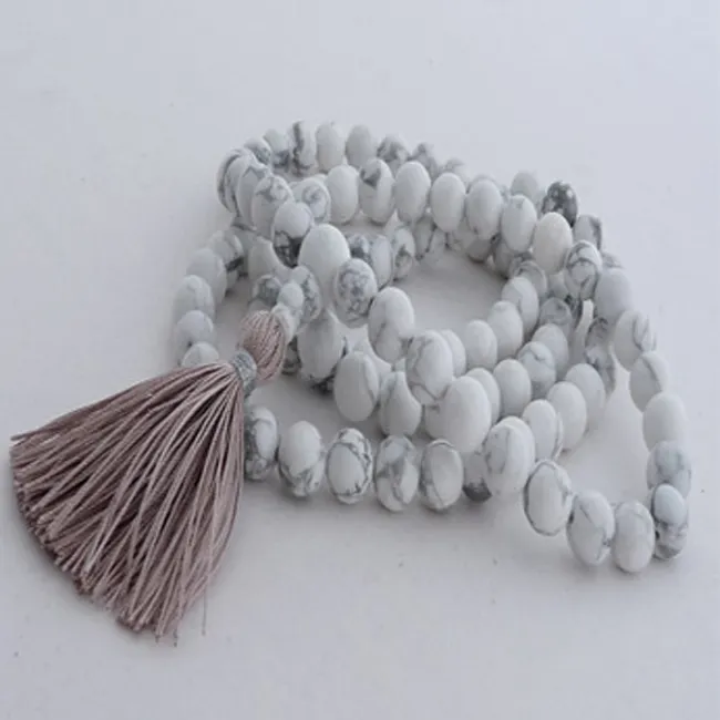 Hạt Howlite Jap Mala Pha Lê Cho Reiki Chữa Bệnh Và Chữa Bệnh Bằng Pha Lê Đá Chữa Bệnh Tự Nhiên Cho Thiền & Dương Tính