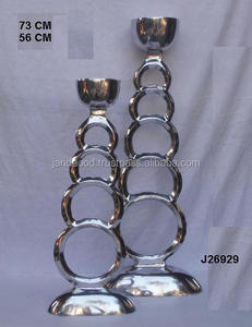 Portavelas de aluminio fundido pulido con espejo elegante con anillos de inmersión para la decoración de Navidad de la boda del hogar - Product Image 3