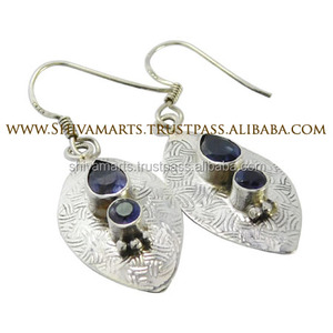 Nouvelle mode Boucles d'oreilles en pierres précieuses Iolite véritable Fournisseur de boucles d'oreilles en argent sterling 925 massif - Product Image 2