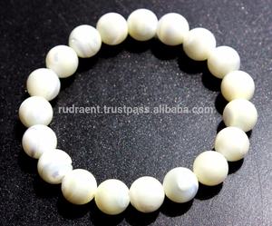 Bracelet extensible en nacre (serpillière), grosses perles, perles rondes personnalisables, Bracelet naturel OEM, livraison directe - Product Image 2