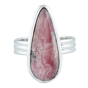 Poire Forme Rhodochrosite Gemstone 925 Bague En Argent Sterling Bijoux À La Mode Plaqué Argent Anneau À La Mode pour Unisexe - Product Image 1