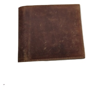 Cartera abierta de piel auténtica marrón claro con logotipo personalizado para hombre, estilo bohemio, función RFID, longitud corta, poliéster, uso diario - Product Image 1