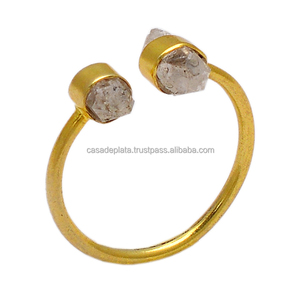 Rough Herkimer Gemstone <b>Ring</b> <b>925</b> <b>sterling</b> <b>Silver</b> <b>Ring</b> With Gold Plated Bezel Setting Religious Latest Design <b>Ring</b> For Women. - Product Image 2